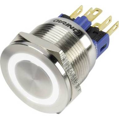 Vandálbiztos nyomógomb 250 V/AC 3 A 1 x KI/(BE) Conrad GQ22S-11E/W/12V IP65 Vandálbiztos nyomógomb 250 V/AC 3 A 1 x KI/(BE) Conrad GQ22S-11E/W/12V IP65