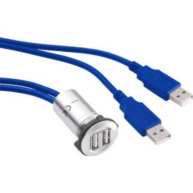 Beépíthető USB aljzat, 2xUSB A alj - 2xUSB A dugó, 60 cm kábel, Conrad USB-13 Beépíthető USB aljzat, 2xUSB A alj - 2xUSB A dugó, 60 cm kábel, Conrad USB-13