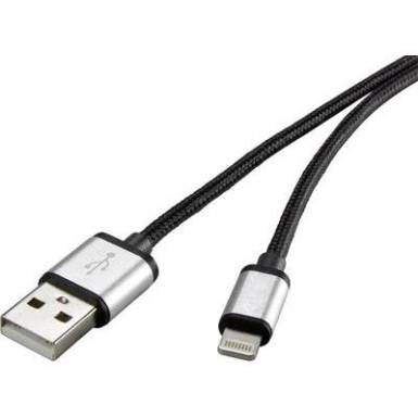 Apple t&ouml;ltők&aacute;bel iPhone iPad iPod adatk&aacute;bel [1x USB dug&oacute; A - 1x Apple Lightning csatlakoz&oacute;] 0.5m Renkforce 1323109
