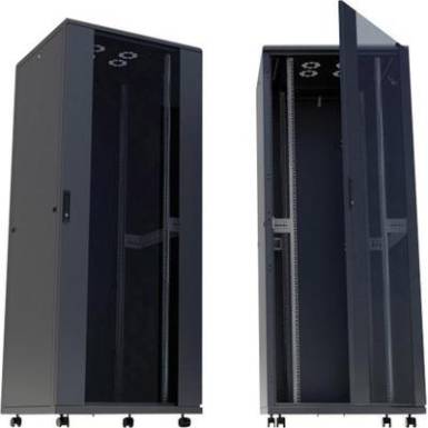 19"-os rackszekrény, hálózati szerverszekrény görgőkkel, ajtóval 600 x 1653 x 800 mm, fekete 32 HE Intellnet 713122 19"-os rackszekrény, hálózati szerverszekrény görgőkkel, ajtóval 600 x 1653 x 800 mm, fekete 32 HE Intellnet 713122