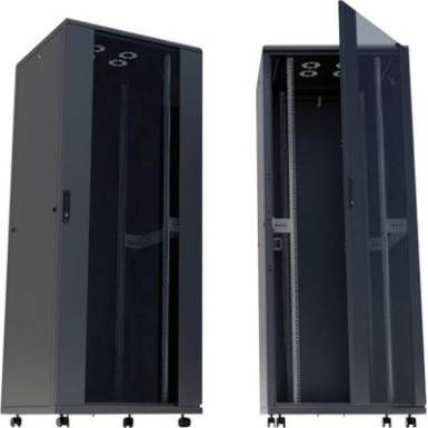 19"-os rackszekrény, hálózati szerverszekrény görgőkkel, ajtóval 600 x 1728 x 800 mm, fekete 36 HE Intellnet 713153 19"-os rackszekrény, hálózati szerverszekrény görgőkkel, ajtóval 600 x 1728 x 800 mm, fekete 36 HE Intellnet 713153