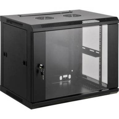 19"-os fali rackszekrény, hálózati szerverszekrény, zárható ajtóval 600 x 500 x 450 mm, fekete 9 HE Intellnet 711814 19"-os fali rackszekrény, hálózati szerverszekrény, zárható ajtóval 600 x 500 x 450 mm, fekete 9 HE Intellnet 711814