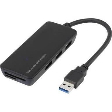 USB 3.0 hub SD kártyaolvasóval, 3 portos, Renkforce USB 3.0 hub SD kártyaolvasóval, 3 portos, Renkforce