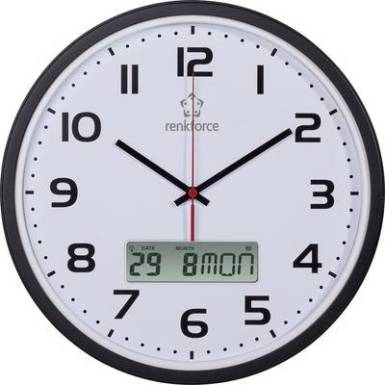 Rádiójel vezérelt analóg falióra, 32 x 4,5 cm, fekete, renkforce HD-WRCL135 Rádiójel vezérelt analóg falióra, 32 x 4,5 cm, fekete, renkforce HD-WRCL135