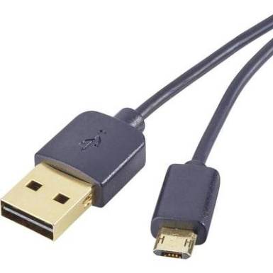USB - Mikro USB átalakító kábel, megfordítható Mikro USBcsatlakozóval 1m, fekete Renkforce USB - Mikro USB átalakító kábel, megfordítható Mikro USBcsatlakozóval 1m, fekete Renkforce