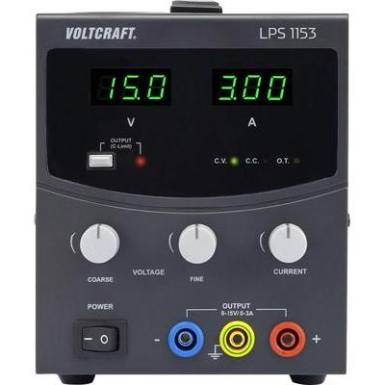 Szabályozható lineáris labortápegység 0 - 15 V/DC 0 - 3 A 45W VOLTCRAFT LPS1153 Szabályozható lineáris labortápegység 0 - 15 V/DC 0 - 3 A 45W VOLTCRAFT LPS1153