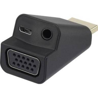 HDMI/VGA adapter [1x HDMI dug&oacute; - 1x VGA alj/3,5 mm jack alj] fekete, renkforce