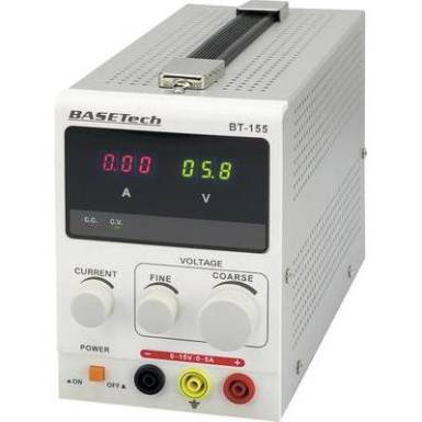 Szab&aacute;lyozhat&oacute; labort&aacute;pegys&eacute;g 0 - 15 V/DC 0 - 5 A 75 W 1 kimenet, Basetech BT-155