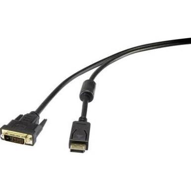 DisplayPort/DVI k&aacute;bel [1x DisplayPort dug&oacute; - 1x DVI dug&oacute; 24+1 p&oacute;l.] 1,8 m fekete renkforce