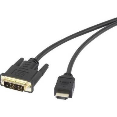 HDMI / DVI csatlakoz&oacute;k&aacute;bel [1x HDMI dug&oacute; - 1x DVI dug&oacute;, 18+1 p&oacute;lus&uacute;] 1,8 m fekete 1920 x 1080 pixel renkforce