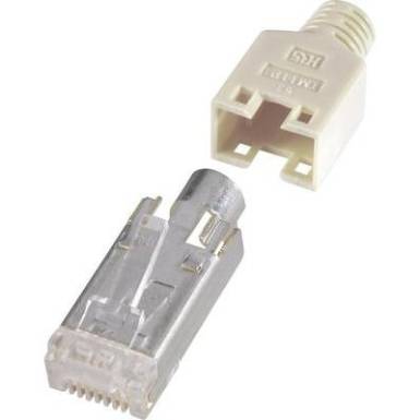 RJ45 dugó, árnyékolt, CAT5e, egyenes, 8P8C, bézs, renkforce H9540.1-10 10 db RJ45 dugó, árnyékolt, CAT5e, egyenes, 8P8C, bézs, renkforce H9540.1-10 10 db