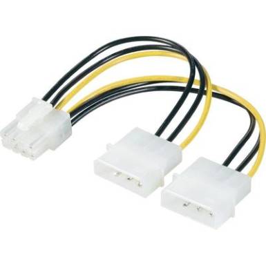 Belső számítógép tápkábel elosztó, Y kábel, 2x IDE tápdugó, 4 pólus - 1x PCIe dugó, 8 pólus, 0,15 m, renkforce Belső számítógép tápkábel elosztó, Y kábel, 2x IDE tápdugó, 4 pólus - 1x PCIe dugó, 8 pólus, 0,15 m, renkforce