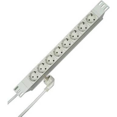 Hálózati elosztó 19 colos rack szekrénybe, 8 részes, fehér, Kopp 930804013 Hálózati elosztó 19 colos rack szekrénybe, 8 részes, fehér, Kopp 930804013