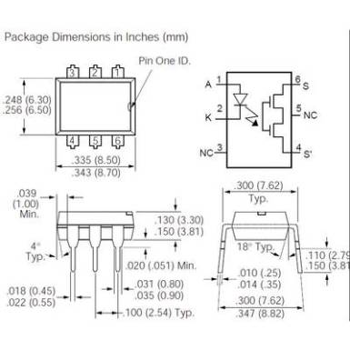 Nagy feszültségű relé Terhelő áram 150mA solid state Vishay LH 1540 AT Nagy feszültségű relé Terhelő áram 150mA solid state Vishay LH 1540 AT