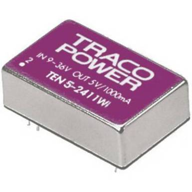 DC/DC átalakító, TEN 5 sorozat, bemenet: 9 - 36 V/DC, kimenet: ±12 V/DC max. ±250 mA 5 W, TracoPower TEN 5-2422WI DC/DC átalakító, TEN 5 sorozat, bemenet: 9 - 36 V/DC, kimenet: ±12 V/DC max. ±250 mA 5 W, TracoPower TEN 5-2422WI