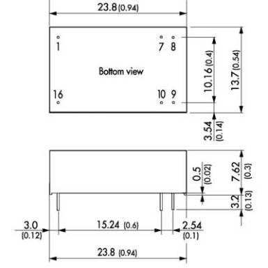 DC/DC átalakító, 2 W, DIL-16, bemenet: 9 - 18 V/DC, kimenet: ±12 V/DC ±83 mA 2 W, TracoPower TEL 2-1222 DC/DC átalakító, 2 W, DIL-16, bemenet: 9 - 18 V/DC, kimenet: ±12 V/DC ±83 mA 2 W, TracoPower TEL 2-1222