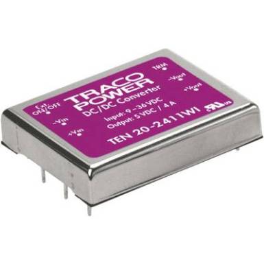 DC/DC &aacute;talak&iacute;t&oacute;, TEN 20 sorozat, bemenet:  9 - 36 V/DC, kimenet: &plusmn;12 V/DC max. &plusmn;835 mA 20 W, TracoPower TEN 20-2422WI