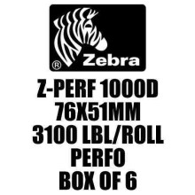 Z-PERF 1000D 76X51MM 3100 LBL/ROLL PERFO BOX OF 6