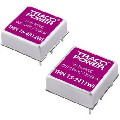 DC/DC átalakító, THN 15 sorozat, bemenet: 18 - 75 V/DC, kimenet: 5 V/DC 3000 mA 15 W, TracoPower THN 15-4811WI DC/DC átalakító, THN 15 sorozat, bemenet: 18 - 75 V/DC, kimenet: 5 V/DC 3000 mA 15 W, TracoPower THN 15-4811WI