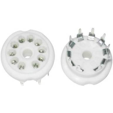 Kerámia elektroncső foglalat, pólusszám 10, Dekal foglalat, nyákba forrasztható Kerámia elektroncső foglalat, pólusszám 10, Dekal foglalat, nyákba forrasztható