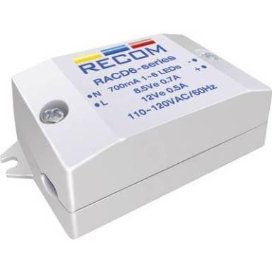 Állandó LED áramforrás 350 mA, 90-264 V/AC, Recom Lighting RACD06-350 Állandó LED áramforrás 350 mA, 90-264 V/AC, Recom Lighting RACD06-350