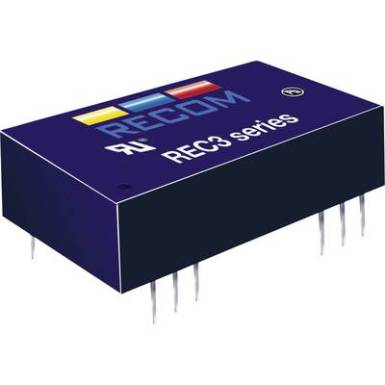 3 W-os DC/DC &aacute;talak&iacute;t&oacute;, be: 9 - 18 V/DC, ki: 5 V/DC, 600 mA, 3 W, Recom International  REC3-1205SRW/H4/A