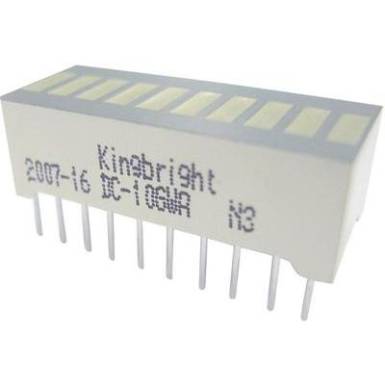 Kingbright 10-es bargraph LED-es kijelző, 25,4 x 10,16 mm, zöld, DC-10GWA Kingbright 10-es bargraph LED-es kijelző, 25,4 x 10,16 mm, zöld, DC-10GWA