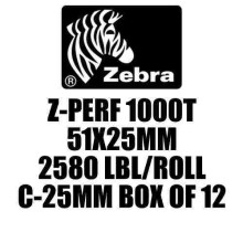 Z-PERF 1000T 51X25MM 2580 LBL/ROLL C-25MM BOX OF 12