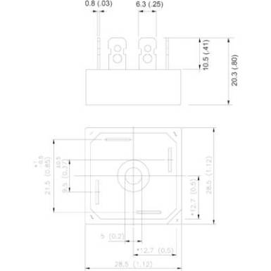 Egyenirányító 1 fázisú, ház típus: D-34A, névleges áram: 35 A, U(RRM) 800 V, Vishay 36MB80A Egyenirányító 1 fázisú, ház típus: D-34A, névleges áram: 35 A, U(RRM) 800 V, Vishay 36MB80A