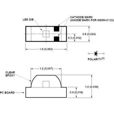 SMD LED 0603, 90 mcd, 155°, 20 mA, 1,9 V, narancs, Avago Technologies HSML-C120 SMD LED 0603, 90 mcd, 155°, 20 mA, 1,9 V, narancs, Avago Technologies HSML-C120