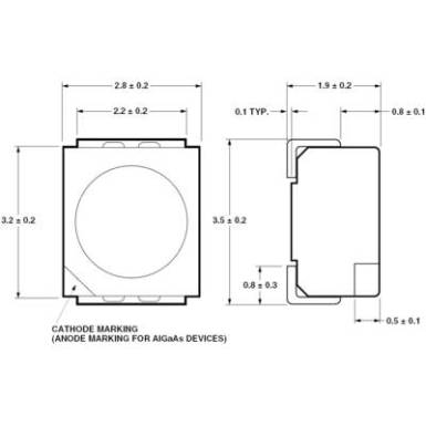 SMD LED PLCC2, 100 mcd, 120°, 20 mA, 1,9 V, piros, Avago Technologies HSMC-A100-Q00J1 SMD LED PLCC2, 100 mcd, 120°, 20 mA, 1,9 V, piros, Avago Technologies HSMC-A100-Q00J1