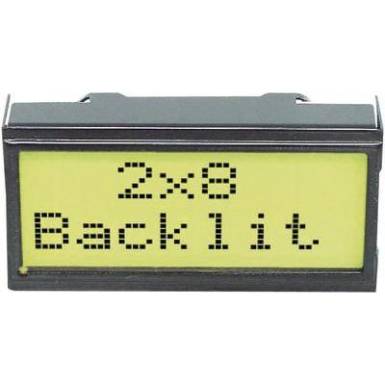 Alfanumerikus LCD DOT-mátrix kijelző modul 2x8, számmagasság: 5,55 mm, sárga, EA DIPS082-HNLED Alfanumerikus LCD DOT-mátrix kijelző modul 2x8, számmagasság: 5,55 mm, sárga, EA DIPS082-HNLED