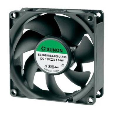 Axi&aacute;lis ventil&aacute;tor (ipari), 12 V/DC 76.45 m&sup3;/h (Sz x Ma x M&eacute;) 80 x 80 x 25 mm Sunon