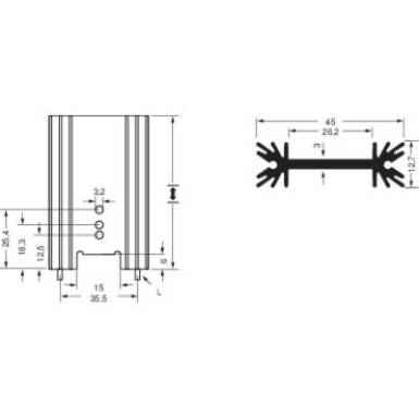 Strang hűtőtest forrasztótüskékkel, Fischer Elektronik SK 409 38.1 STS 45 x 38,1 x 12,7 mm Rth K/W 7 K/W Strang hűtőtest forrasztótüskékkel, Fischer Elektronik SK 409 38.1 STS 45 x 38,1 x 12,7 mm Rth K/W 7 K/W
