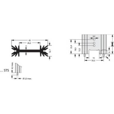 Strang hűtőtest forrasztótüskékkel, Fischer Elektronik SK 409 50.8 STS 45 x 50,8 x 12,7 mm Rth K/W 6.2 K/W Strang hűtőtest forrasztótüskékkel, Fischer Elektronik SK 409 50.8 STS 45 x 50,8 x 12,7 mm Rth K/W 6.2 K/W