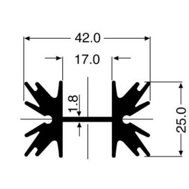 Fischer Elektronik hűtőborda profil, 42 x 50 x 25 mm, 4 K/W, SK 139 50,8 STS