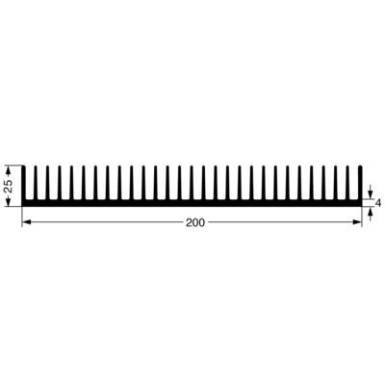 Hűtőborda 200x25x150mm Hűtőborda 200x25x150mm