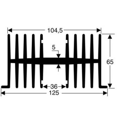 Hűtőborda SK34 125x65x75mm Hűtőborda SK34 125x65x75mm