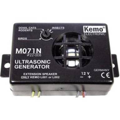 Állítható ultrahangos állatriasztó, kártevőriasztó 12V-os Kemo M071N Állítható ultrahangos állatriasztó, kártevőriasztó 12V-os Kemo M071N