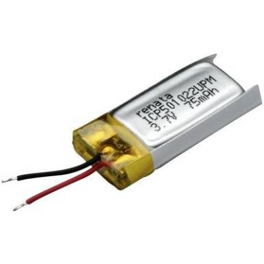Renata lítium-polimer akku 3,7 V, 80 mAh, 24 x 10 x 5,5 mm, ICP501022UPM Renata lítium-polimer akku 3,7 V, 80 mAh, 24 x 10 x 5,5 mm, ICP501022UPM