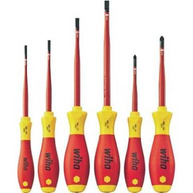 VDE egyenes-/kereszt (PZ) csavarhúzó készlet, 6 részes, Wiha SoftFinish electric slimFix 36205 VDE egyenes-/kereszt (PZ) csavarhúzó készlet, 6 részes, Wiha SoftFinish electric slimFix 36205