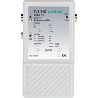 Antenna jelerősítő és elosztó, szélessávú +10dB Axing TVS 9-02 Antenna jelerősítő és elosztó, szélessávú +10dB Axing TVS 9-02