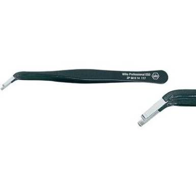 Hajlított hegyű SMD csipesz, alkatrész beültető csipesz 117 mm hosszú Wiha ESD 32334 Hajlított hegyű SMD csipesz, alkatrész beültető csipesz 117 mm hosszú Wiha ESD 32334