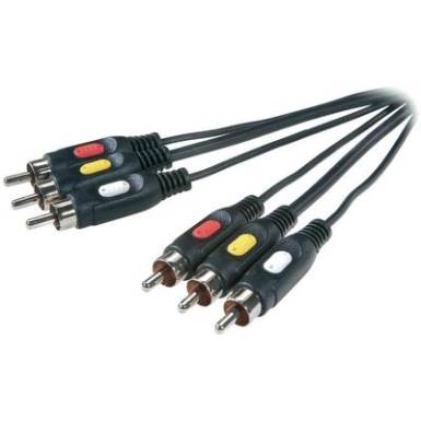 AV kábel 3 x RCA dugó/dugó, 3 m, fekete, SpeaKa Professional 50306 AV kábel 3 x RCA dugó/dugó, 3 m, fekete, SpeaKa Professional 50306