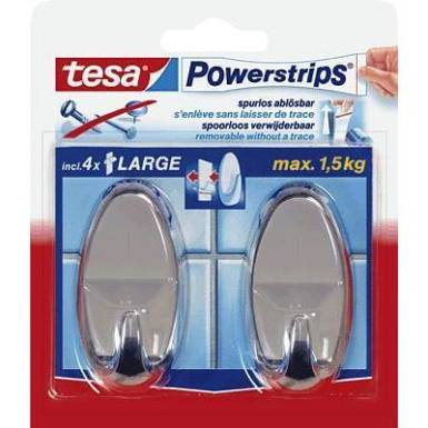 tesa® Powerstrips rendszer kampók/58050-00012-00 krómozott, 2 kampó TESA, tartalom: 1 tekercs tesa® Powerstrips rendszer kampók/58050-00012-00 krómozott, 2 kampó TESA, tartalom: 1 tekercs