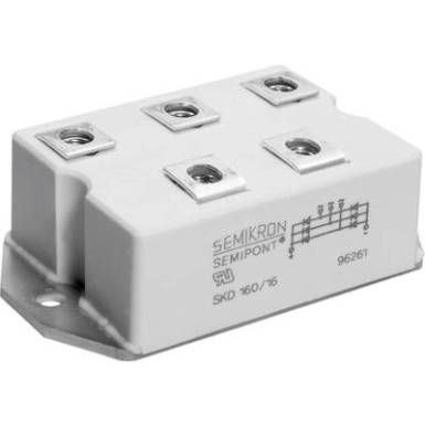 3 fázisú SKD teljesítmény hídegyenirányító, SEMIPONT® 4, I(FSM 50Hz) 1800 A, U(RRM) 1600 V, Semikron SKD160/16 3 fázisú SKD teljesítmény hídegyenirányító, SEMIPONT® 4, I(FSM 50Hz) 1800 A, U(RRM) 1600 V, Semikron SKD160/16