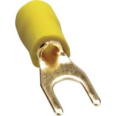 Félig szigetelt, aranyozott villás kábelsaru Ø 6/4 mm², sárga, 10 db, Sinus Live Félig szigetelt, aranyozott villás kábelsaru Ø 6/4 mm², sárga, 10 db, Sinus Live