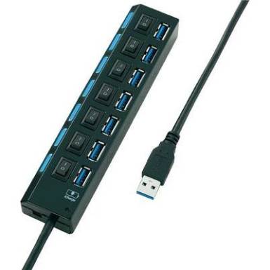 USB Hub, USB eloszt&oacute; kapcsolhat&oacute; 7 r&eacute;szes t&ouml;ltő USB3.0 Conrad