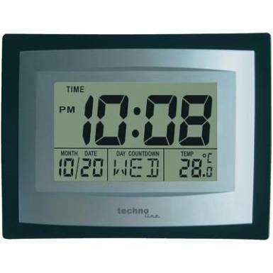 Digitális jumbo kvarc falióra, 35 x 220 x 170 mm, fekete/ezüst, Techno Line WS 8004 Digitális jumbo kvarc falióra, 35 x 220 x 170 mm, fekete/ezüst, Techno Line WS 8004