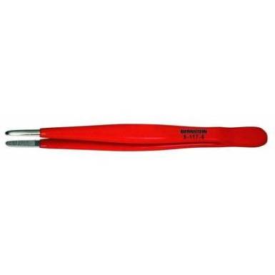 Nikkelezett műszerész csipesz védőszigeteléssel egyenes/kerek/széles heggyel, 145 mm, Bernstein 5-117-6 Nikkelezett műszerész csipesz védőszigeteléssel egyenes/kerek/széles heggyel, 145 mm, Bernstein 5-117-6